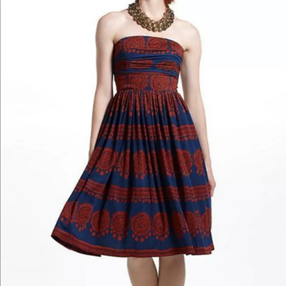 Girls from Savoy Oxidized Medallion Dress Large Strapless, Flair